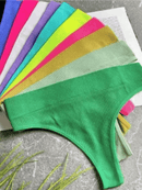 Conjunto de 12 peças de lingerie feminina, estilo canelada riscadinha, sem costura, cintura baixa e confortável.