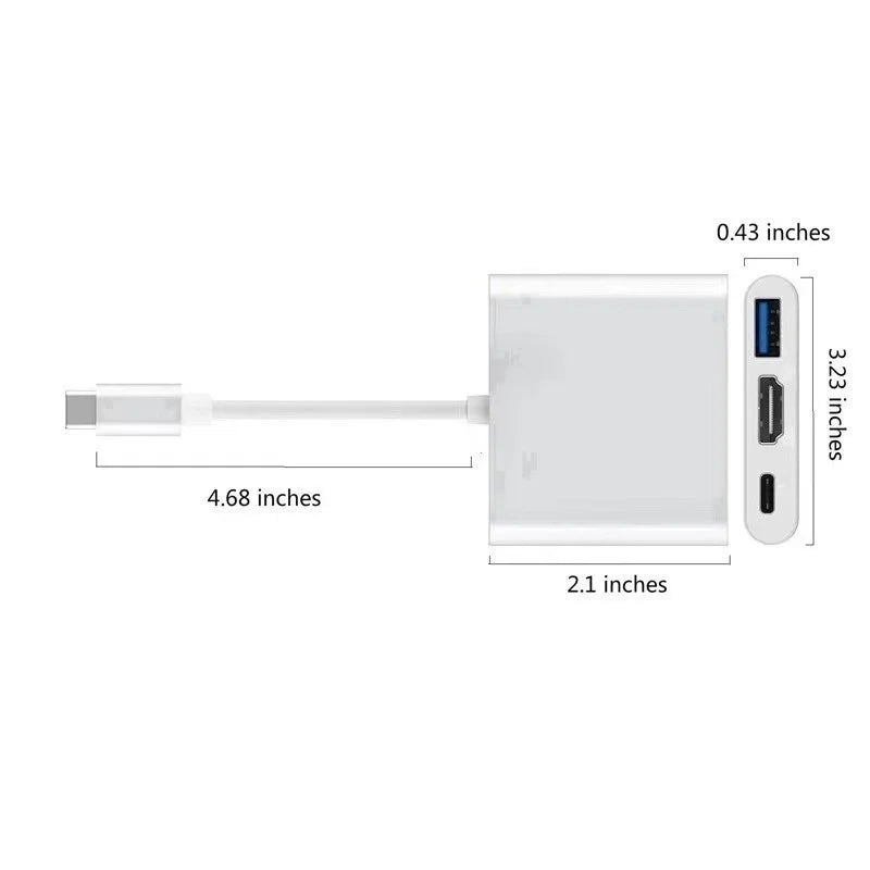 Conversor/Adaptador Tipo C para HDMI USB 3.0 4K. Carcaça de alumínio resistente e eficiente. Fácil de usar.