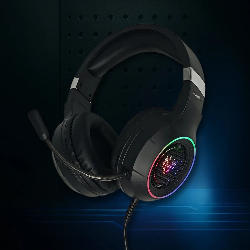 Fone de ouvido gamer G7 com LED RGB, microfone e USB P3 para PC.