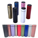 Garrafa térmica Inox com sensor de temperatura digital inteligente e LED para bebidas quentes e frias.