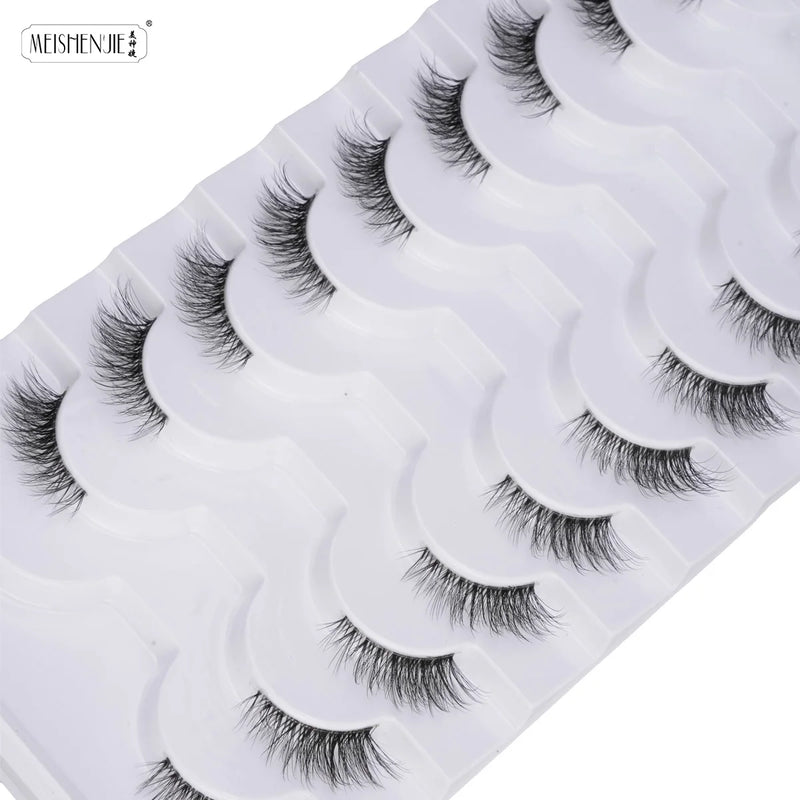 Cílios postiços 3/6/10, estilo gatinho naturais longos feitos à mão 3D.