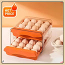 Novo porta-ovos automático com rodinhas para geladeira, bandeja de ovos de dupla camada própria para alimentos e gaveta para armazenamento.