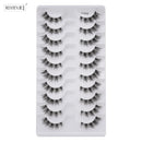 Cílios postiços 3/6/10, estilo gatinho naturais longos feitos à mão 3D.
