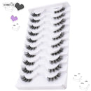 Cílios postiços 3/6/10, estilo gatinho naturais longos feitos à mão 3D.