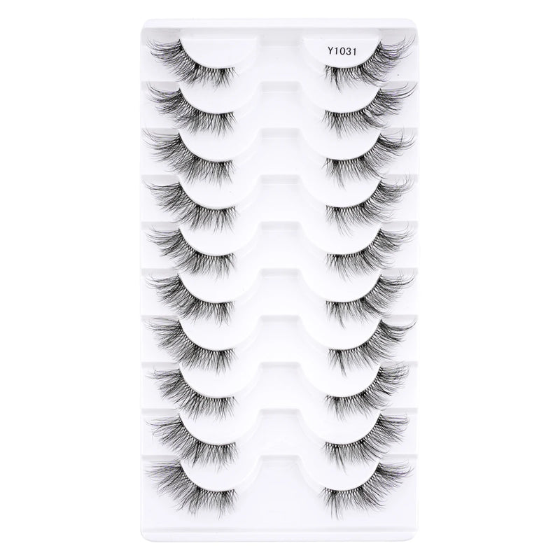 Cílios postiços 3/6/10, estilo gatinho naturais longos feitos à mão 3D.