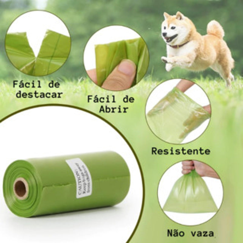 Dispensador de sacos recarregáveis para fezes de animais.