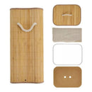 Cesto de roupa de bambu com tampa retangular para banheiro, bege.