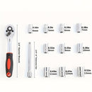 Conjunto de 12 soquetes de catraca, com especificações completas.