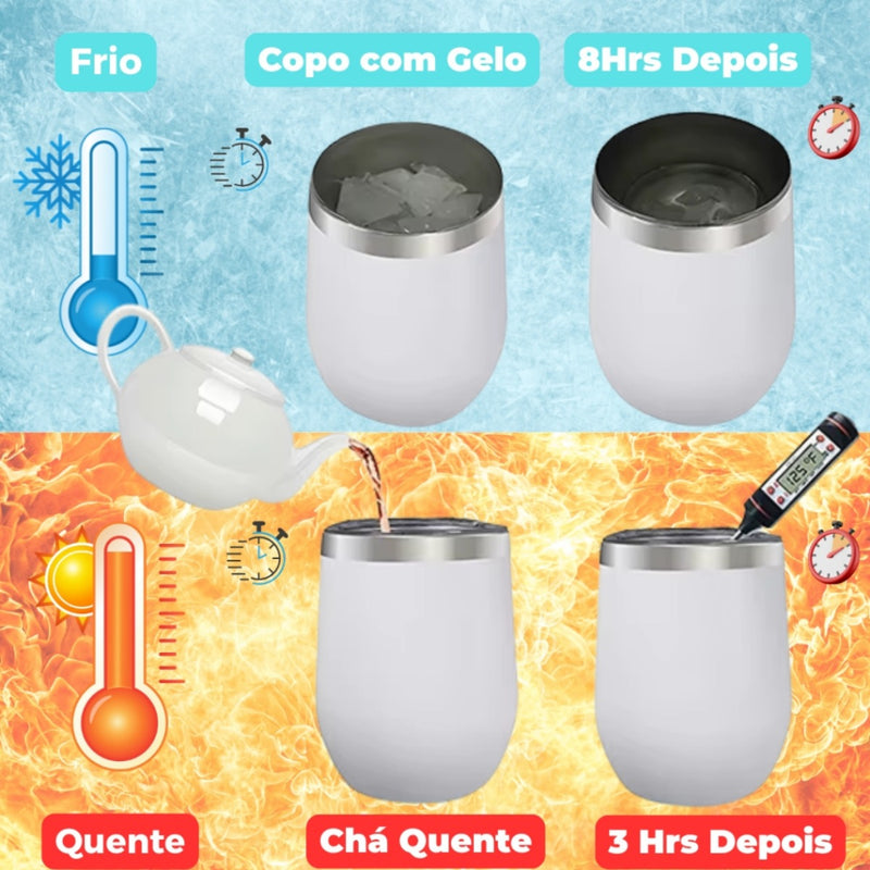 Copo térmico de aço inoxidável 360ml anti-respingos para café e cerveja.