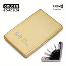 Porta-cartões de metal com blindagem eletromagnética e proteção RFID antifurto.