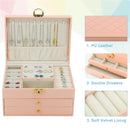 Caixa de joias de três níveis à prova de poeira com trava.