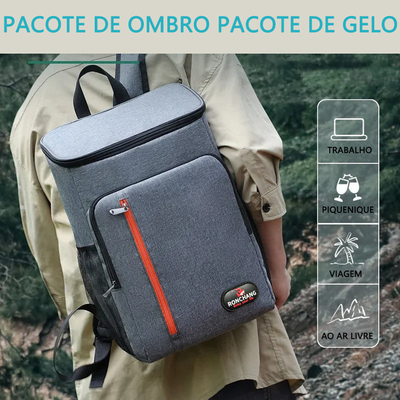 Mochila térmica grande de 20 litros, portátil, à prova d'água e resistente.