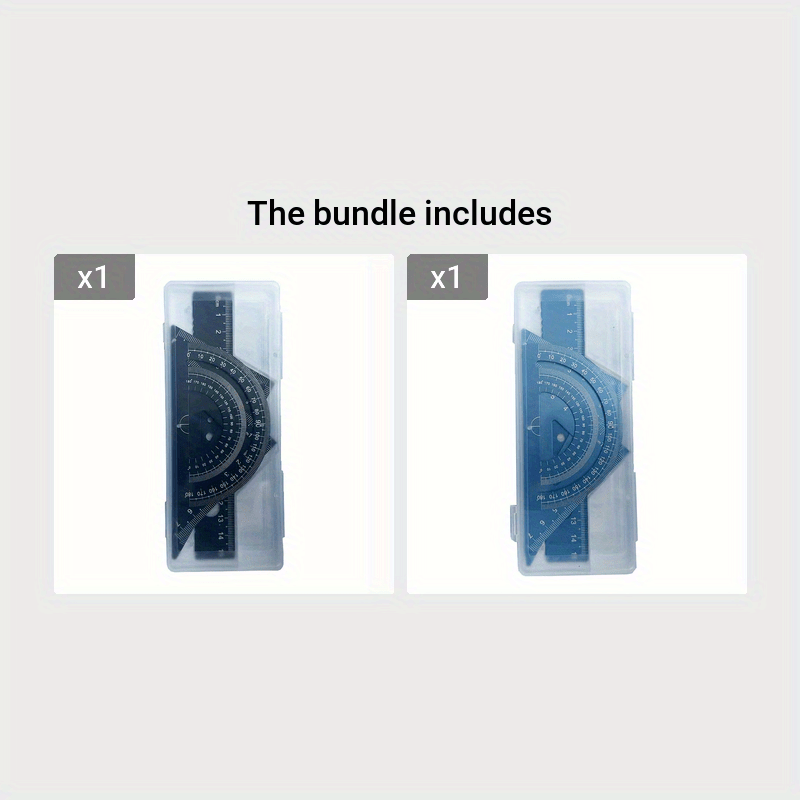 Conjunto de desenho técnico em metal com 4 peças, caixa de armazenamento, conjunto de réguas de medição para estudantes.