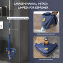 Conjunto de esfregão triangular giratório 360° com cabo longo, lavagem e torção sem usar as mãos, uso úmido e seco para pisos, paredes, tetos e cantos, acessórios de limpeza, ferramenta de limpeza.