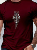 Camiseta masculina 100% algodão - Minimalista com estampa da cruz de Judá Yeshua.