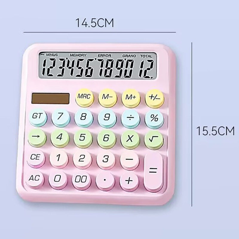Calculadora de mesa solar colorida com visor LCD de 12 dígitos (grande e pequeno).