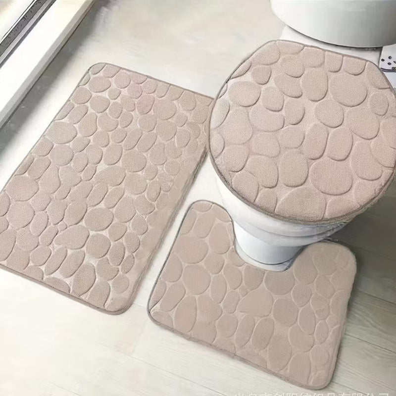 Conjunto de 3 tapetes antiderrapantes para banheiro, design (liso)