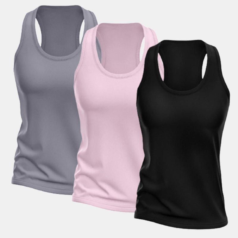 Kit com 3 Regatas Femininas para Natação – Regata de Secagem Rápida, Camiseta para Treino, Academia, Esporte e Fitness.
