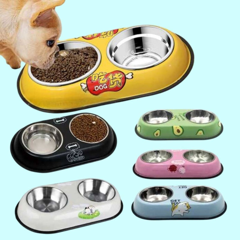 Comedouro antiderrapante em aço inoxidável para cães e gatos.