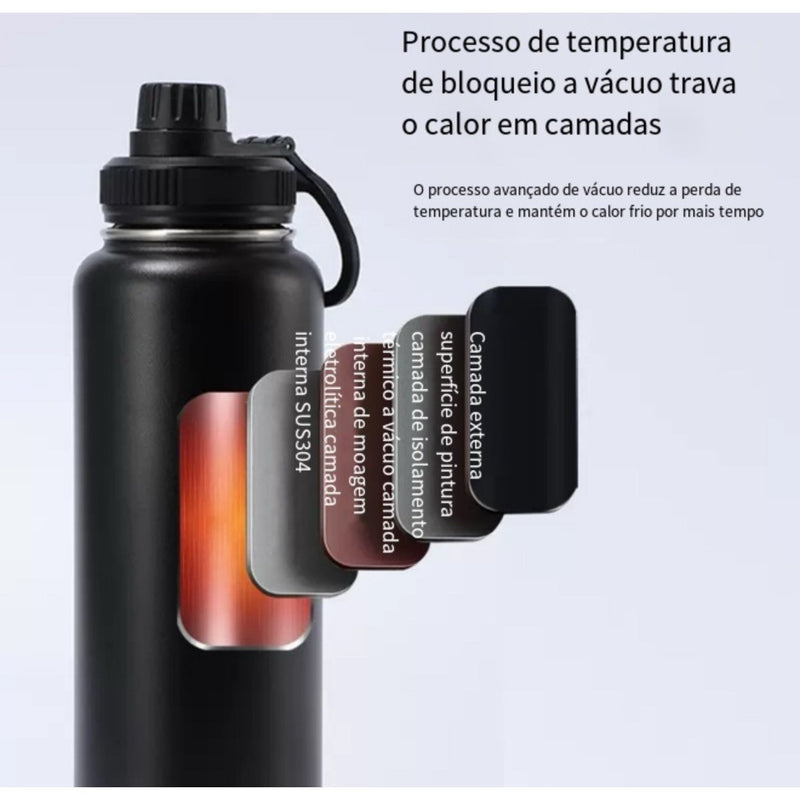 Garrafa térmica em aço inoxidável com design portátil, vedação à prova de vazamentos, 6000ml.