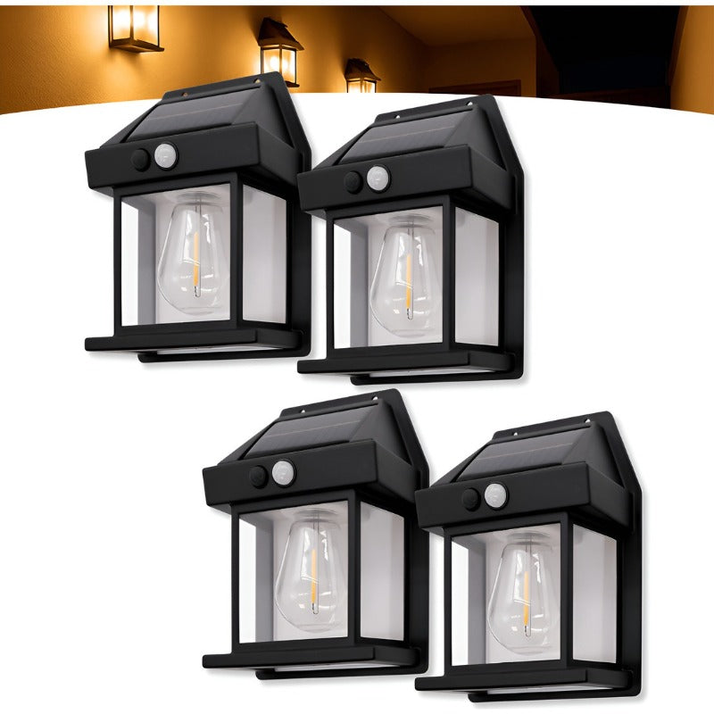 Kit de 4 apliques de parede solares retrô.