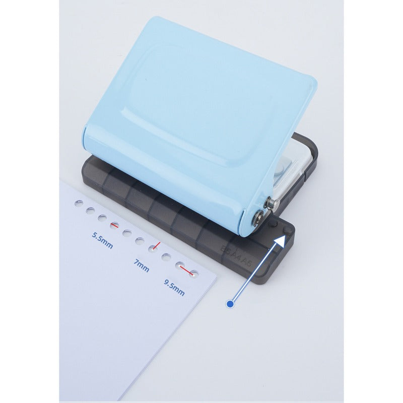 Furadeira de papel compacta e portátil sem furos, com alta precisão e qualidade, ideal para arquivos.