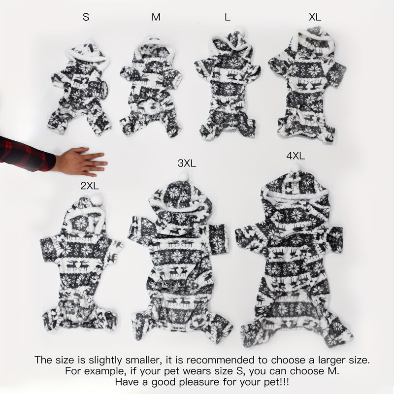 Pijama de Natal para animais de estimação com capuz e estampa de rena.