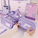 Novo estojo criativo de grande capacidade com organizador de mesa multifuncional e caixa de armazenamento, perfeito para estudo e trabalho.