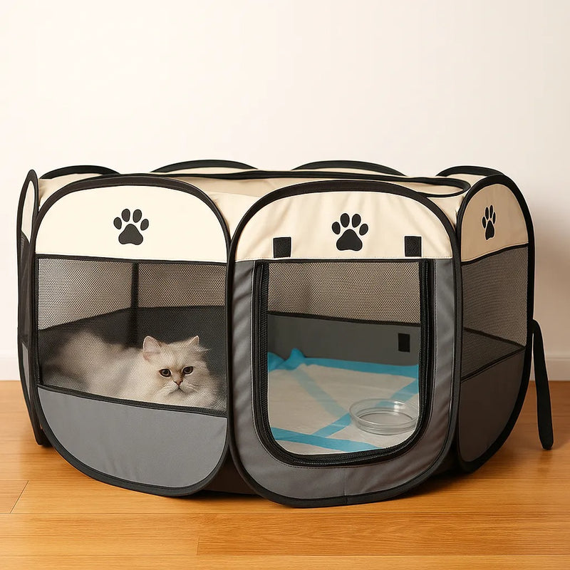 Casinha dobrável grande para cães, 114 x 114 x 58 cm.