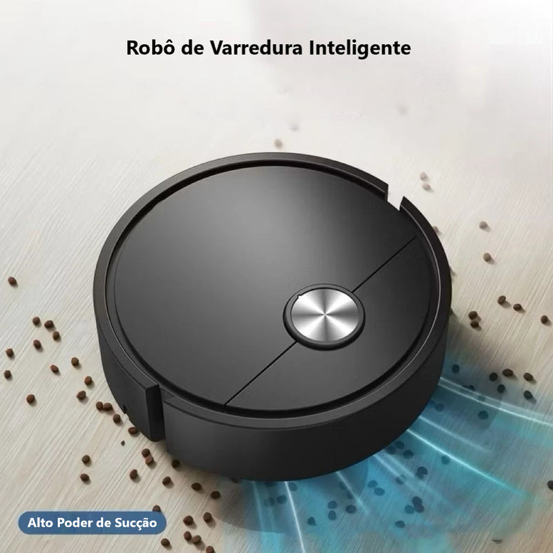 Aspirador robô automático 3 em 1 para limpeza doméstica – Inteligente, silencioso e eficiente.