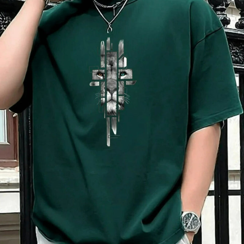 Camiseta masculina 100% algodão - Minimalista com estampa da cruz de Judá Yeshua.