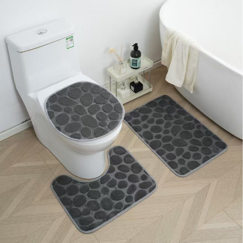 Conjunto de 3 tapetes antiderrapantes para banheiro, design (liso)