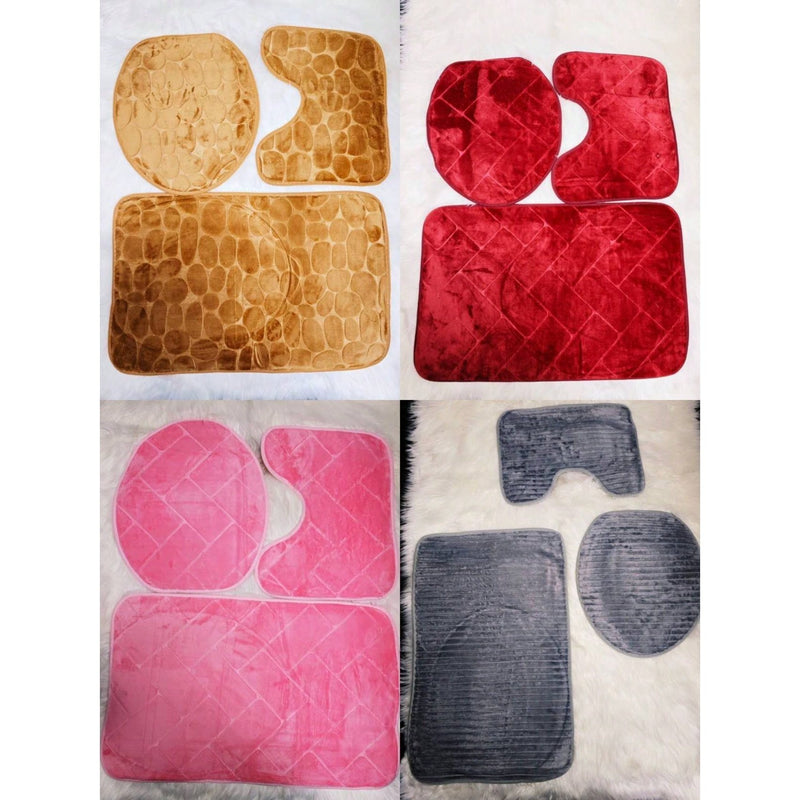 Conjunto de 3 tapetes antiderrapantes para banheiro, design (liso)