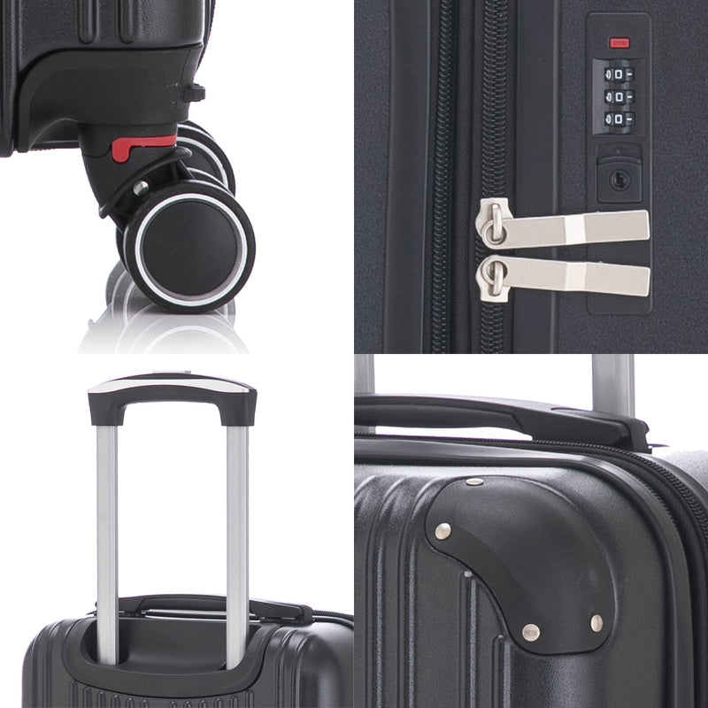 Conjunto de viagem de 10 kg com zíper, rodinhas duplas extensíveis 360° e certificação TSA.