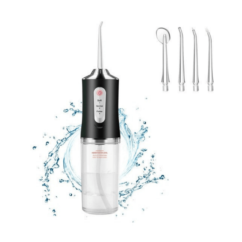 Fio Dental Elétrico Portátil e Spray de Limpeza Dental.