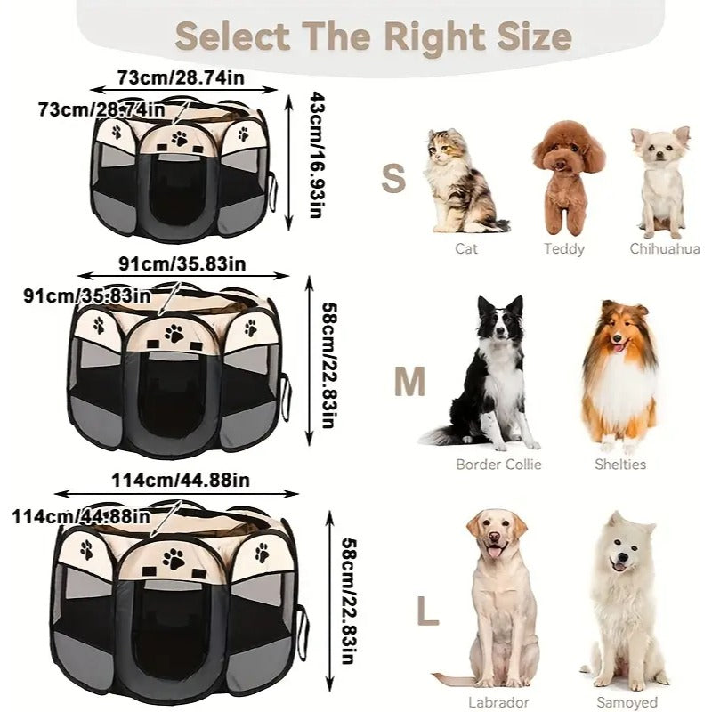 Casinha dobrável grande para cães, 114 x 114 x 58 cm.