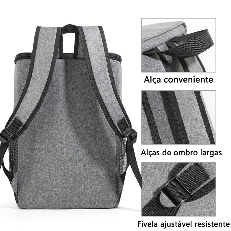 Mochila térmica grande de 20 litros, portátil, à prova d'água e resistente.