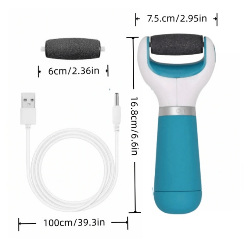 Lixa elétrica portátil para pés, removedora de calos e pedicure + 1 refil.