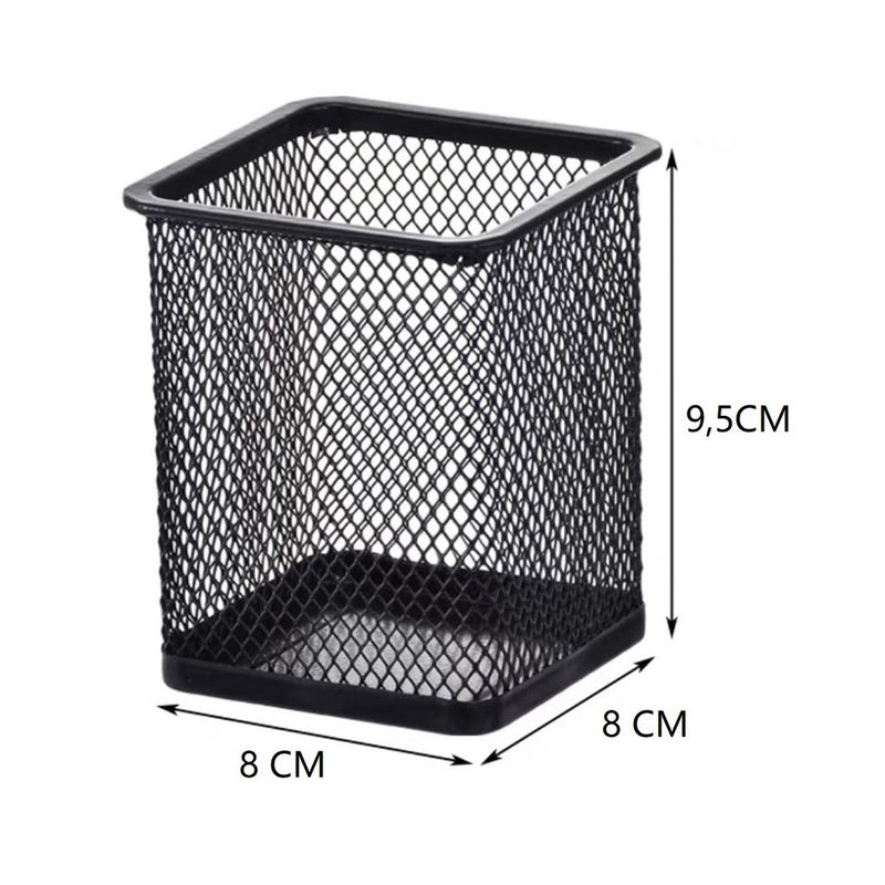 Porta-canetas metálico redondo e quadrado em aramida.