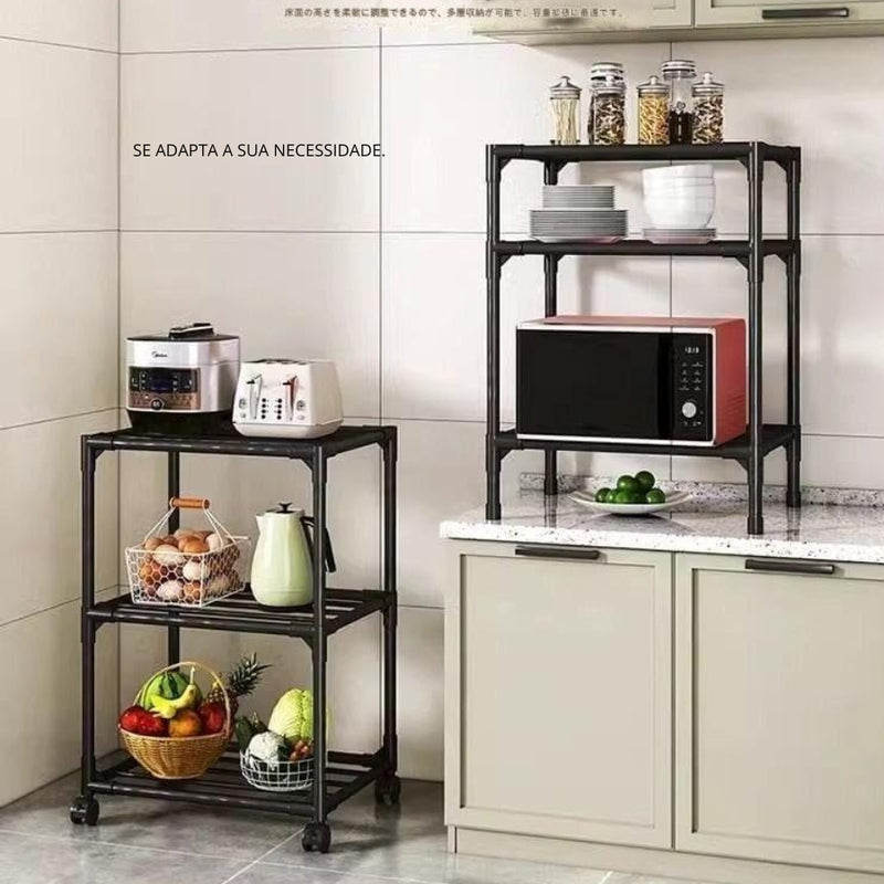 Prateleira Multiuso com 6 Suportes de Aço para Cozinha, Panelas e Outros Objetos - Organizador para Sala de Estar e Quarto.