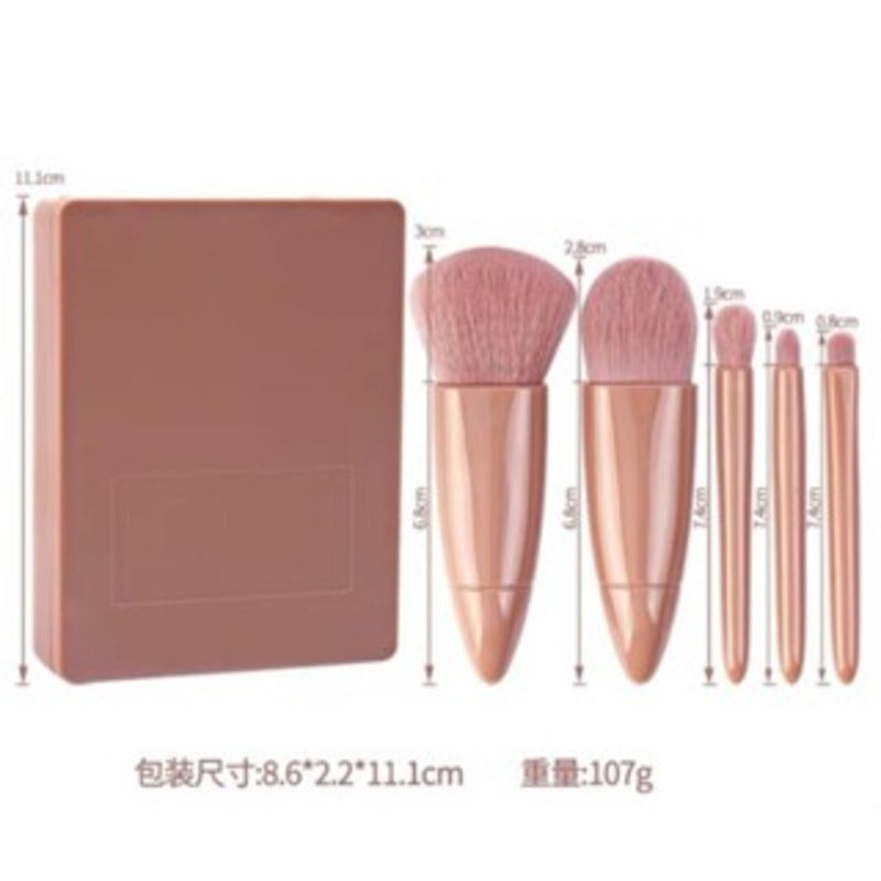 Conjunto de 5 pincéis de maquiagem com espelho super sofisticado.