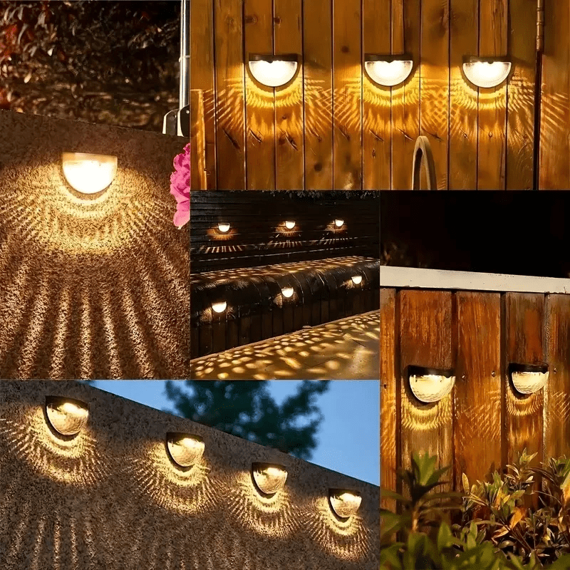 Conjunto de 4 luminárias solares para cerca, deck e parede – Iluminação externa perfeita para cercas, decks, pátios, garagens e escadas.