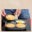 Frigideira multifuncional antiaderente 4 em 1 para ovos, hambúrgueres e omeletes com cabo de madeira.