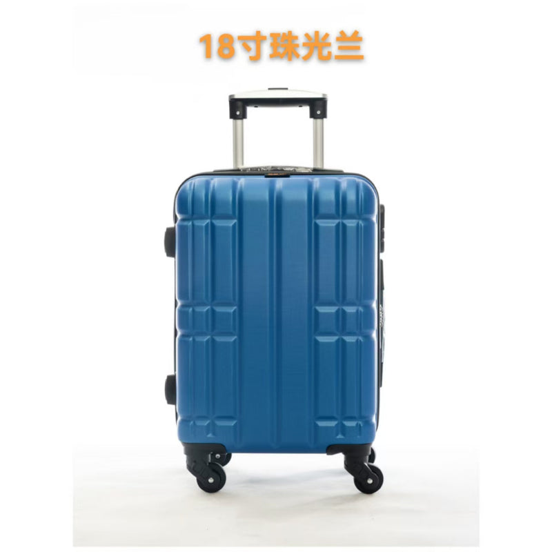 Mala de viagem, Tamanhos 17, 18, 19, 20 e 21 polegadas. Possuem protetores de canto em liga de alumínio resistentes a impactos e trava TSA. Feitas de ABS e fibra de poliéster refinada com superfície lisa.