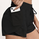 Shorts de ioga femininos de secagem rápida com bolso de tela.