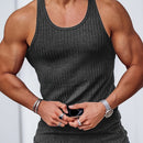 Regata masculina respirável, casual, de secagem rápida, com gola redonda e tecido elástico.