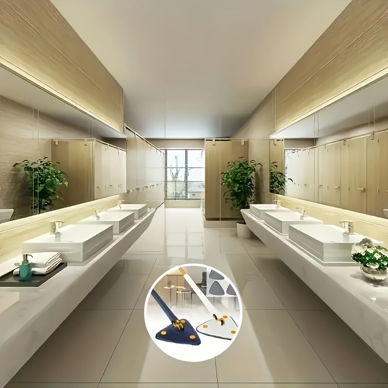 Conjunto de esfregão triangular giratório 360° com cabo longo, lavagem e torção sem usar as mãos, uso úmido e seco para pisos, paredes, tetos e cantos, acessórios de limpeza, ferramenta de limpeza.