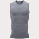 Camiseta regata esportiva masculina de compressão, ideal para basquete, treino e atividades físicas. Possui tecido elástico, ombros largos.