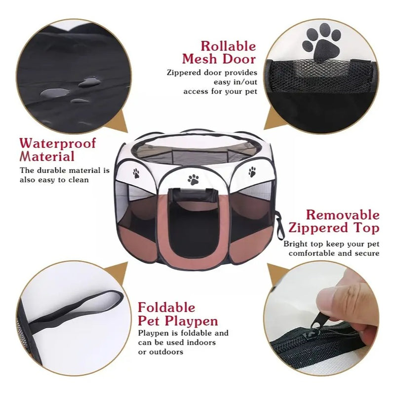 Casinha dobrável grande para cães, 114 x 114 x 58 cm.