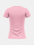 Kit com 4 camisetas femininas básicas lisas com proteção térmica contra o sol.